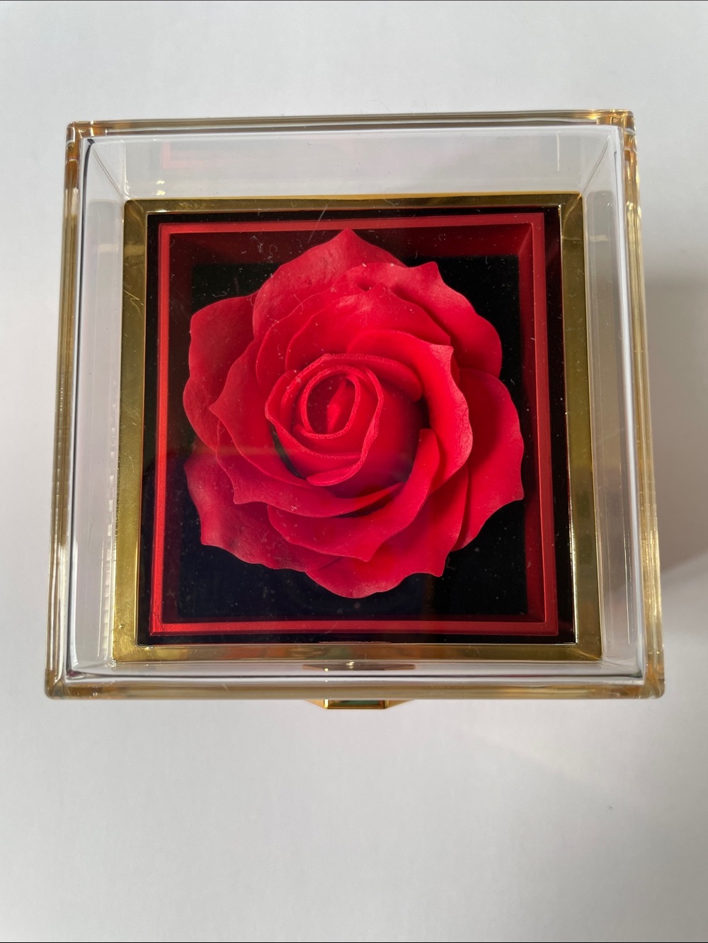NIB La Rosé Jewelry Red Rose Display Box & 20” double heart necklace. 20” - Picture 2 of 5